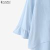 ZANZEA Women Casual Round Neck Loose 3/4 Sleeve Cotton Blouse