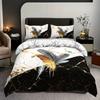 3-Piece Luxurious Marble Feather Print Duvet Cover Set - Soft, Breathable, and Comfortable Bedding for All Seasons