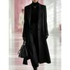 Trench da Donna in Misto Lana Manica Lunga Monopetto Lunghezza Media Cintura da Legare Capospalla Casual Stile Coreano