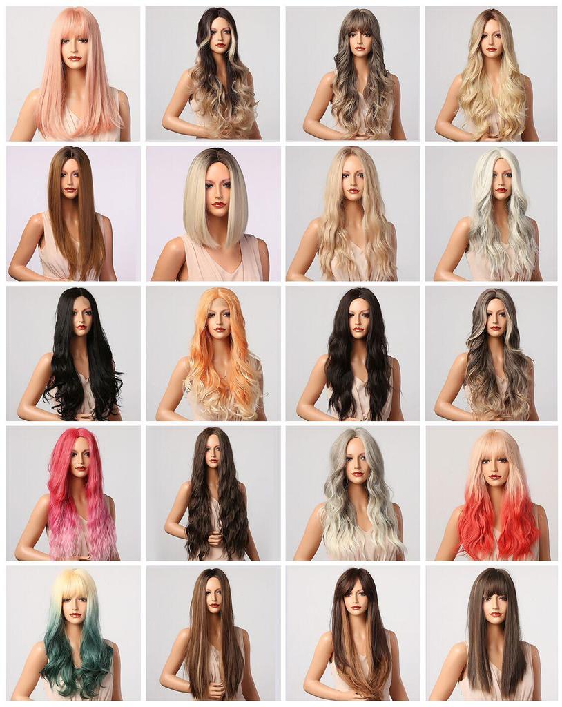 Colorful Cosplay Wig Set for Christmas & Halloween - Anime Style with Air Bangs & Big Waves