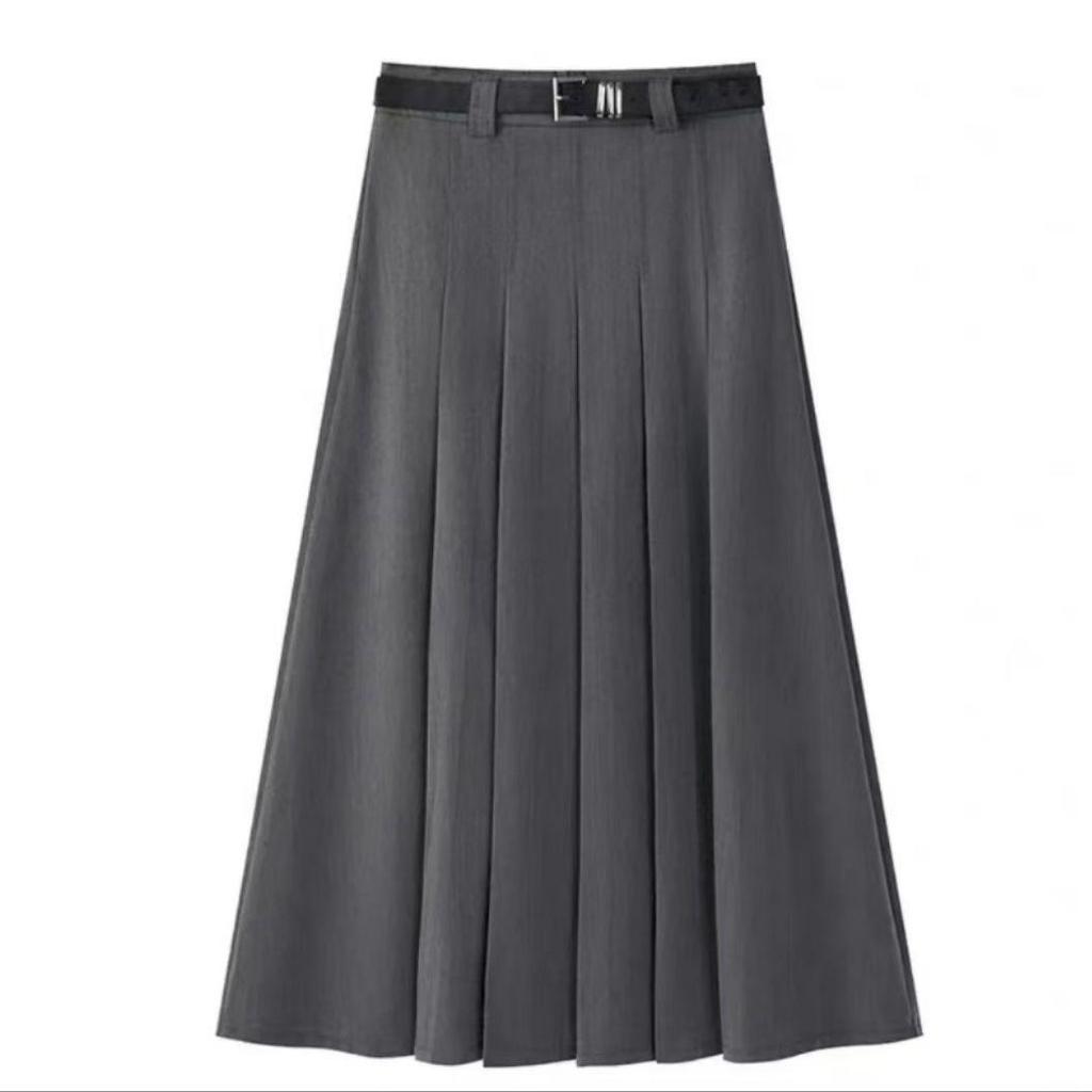 Elegant Korean Knit Cardigan & Pleated Skirt Set - Spring and Autumn Fashion, High Waist Slimming Two-Piece