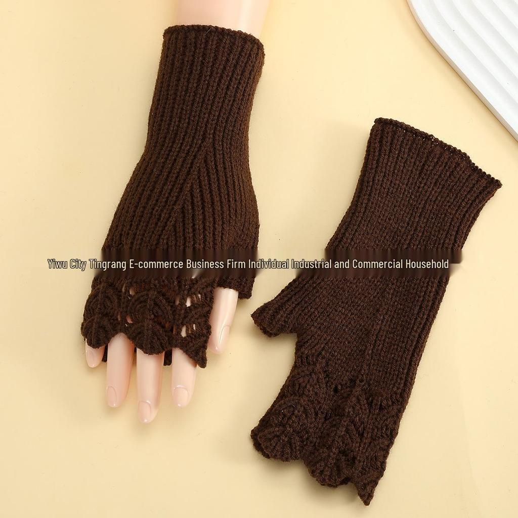 Women's Autumn/Winter Fingerless Knit Wool Gloves - Fish Scale Design