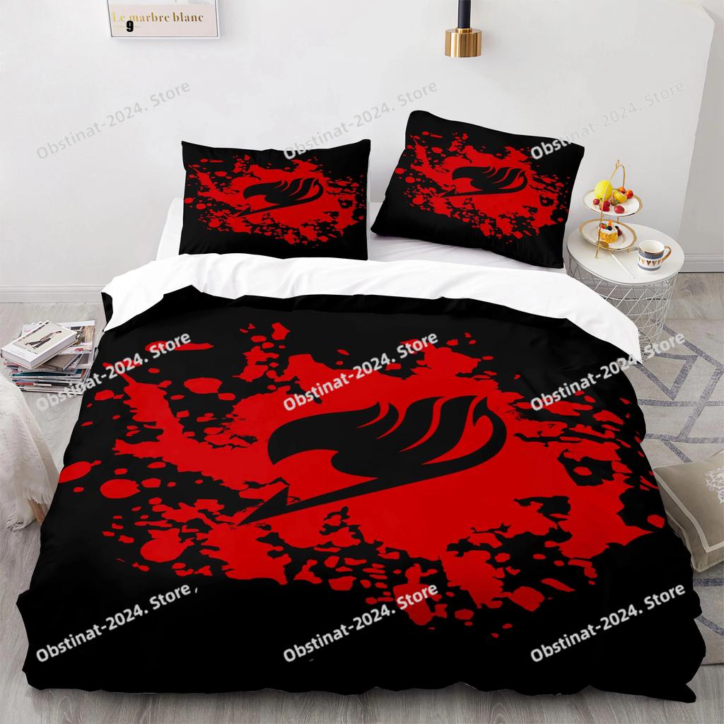 Fairy Tail Bedding Set Printed With Pillowcase Bed Duvet Cover Soft Single Double Queen Super King Size Fairy Tail Aldult Kid