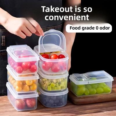 The Fruit Bento Box Is A Transparent, Covered, Separated and Fresh-keeping Box Specially Designed for Primary School Students' Food When Going Out