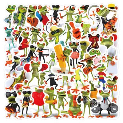 50 Cartoon Funny Frog Graffiti Stickers Cute Children's Goo Card Stickers DIY Mobile Phone Case Suitcase Stickers