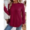 JPNTKY Women's Fashion Casual Solid Color Print Long Sleeve O-Neck Blouses & Shirts