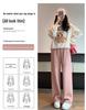 Women's High-Waist Fleece-Lined Wide-Leg Pants - Soft, Knitted, Loose-Fit for Autumn/Winter.