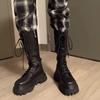 Rimocy 2024 Nová Módní Robustní Platforma Kozačky Dámské Podzim Zima PU Kůže Kozačky po Koleno Dámské Punk Silná Podrážka Dlouhé Boty