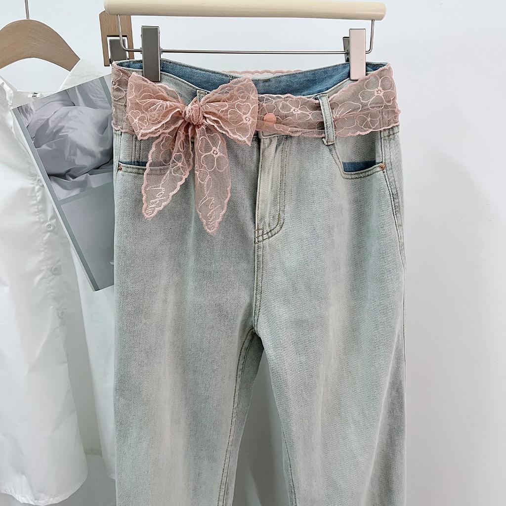 Long Lace, Small Silk Scarf, Belt, Women'S Multi-Functional Hair Tie, Headband, Thin Spring And Summer Foreign Style With Shirt Ribbon.