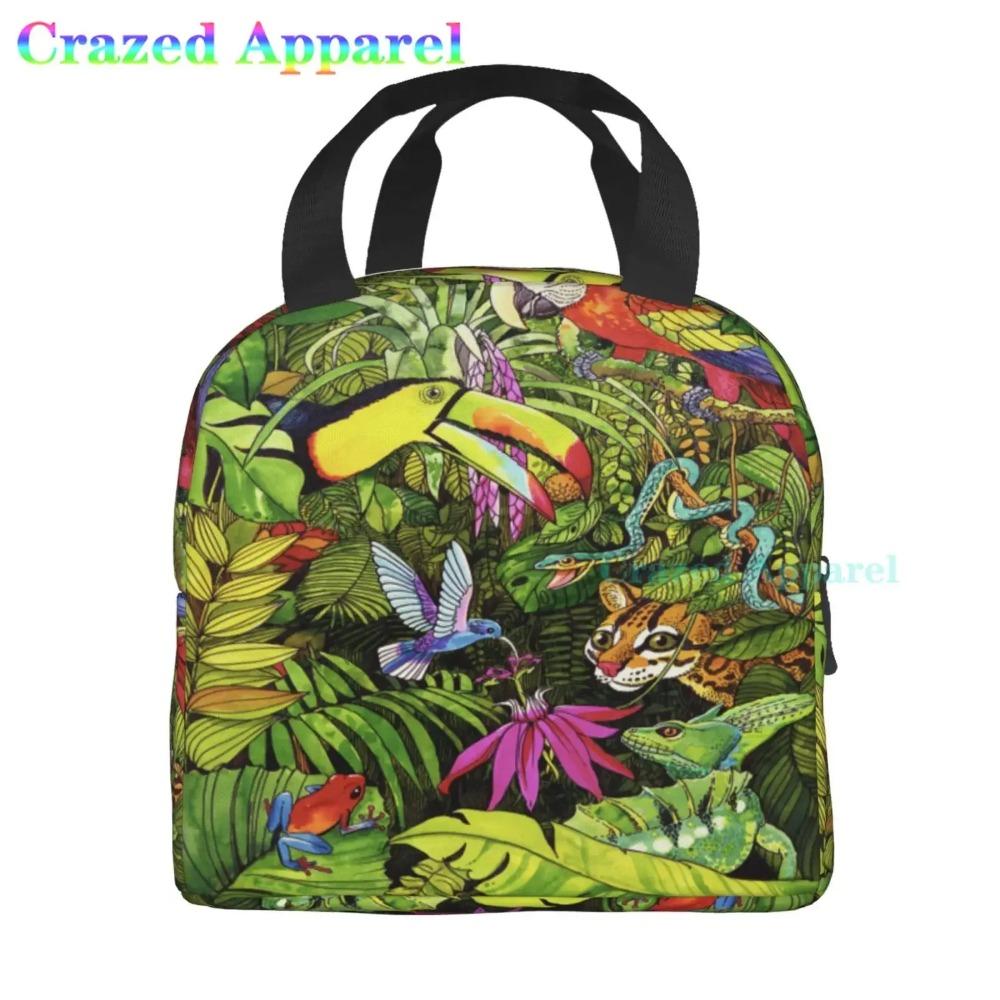 Large Lunch Bag Parrots On Branches Printed Insulated Lunch Box for Women and Men, Portable Lunch Box for Work Picnic Beach