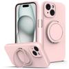 For iPhone 15 Case Compatible with MagSafe Rotating Metal Kickstand PC+Silicone Phone Cover