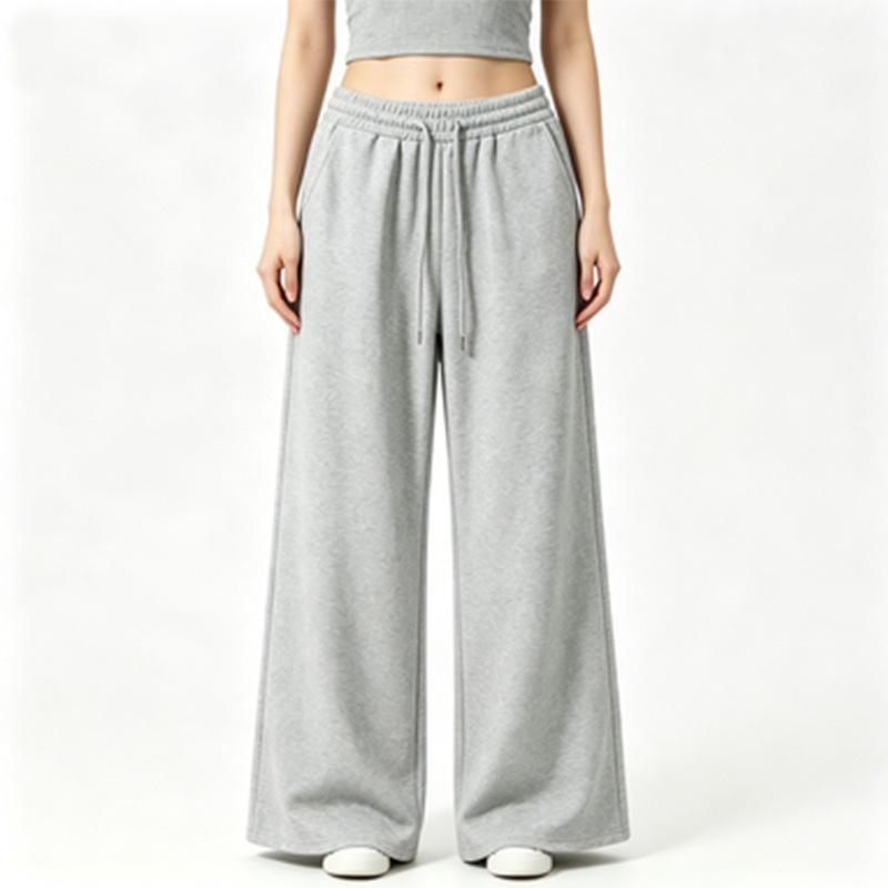 Fleece Women's Pants Solid Color Casual Versatile Wide-footed Pants Sweatpants Loose Outer Trousers