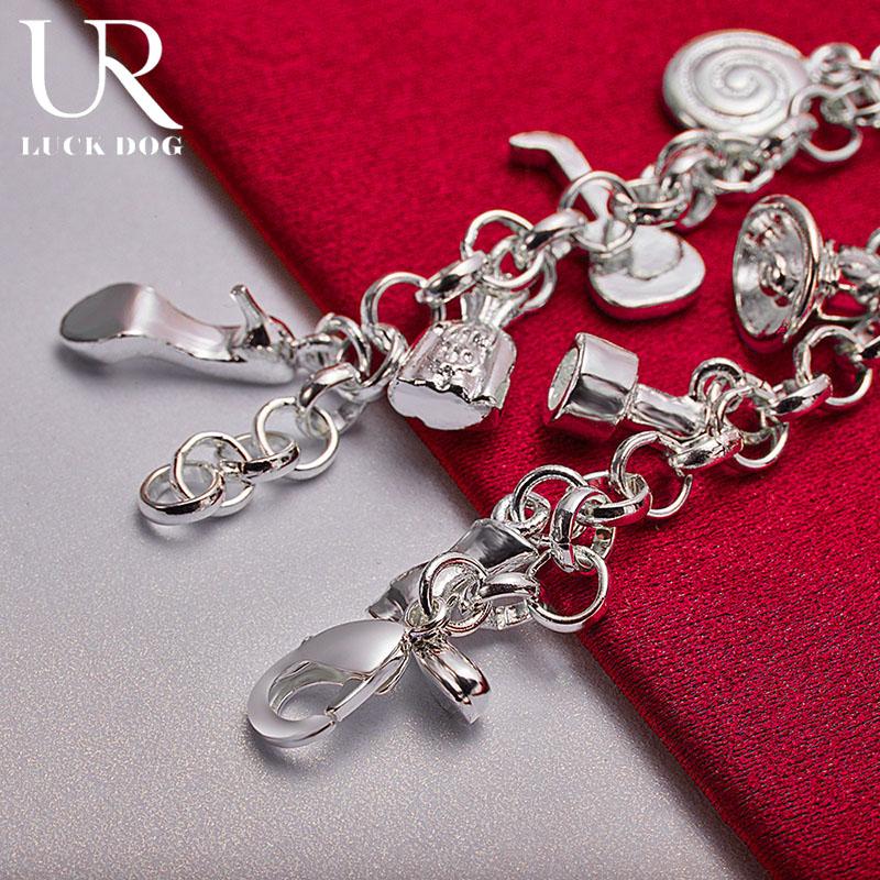 925 Sterling Silver Shoe Bells Airplane Locks Car Fish Rings Lollipops Guitar Bracelets Fashionable Wedding Jewelry