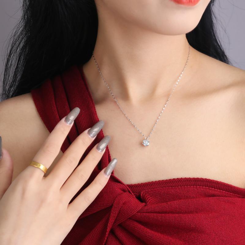 Moissan Pendant Necklace Women's Ins Niche Design Sense Collarbone Simple Accessories