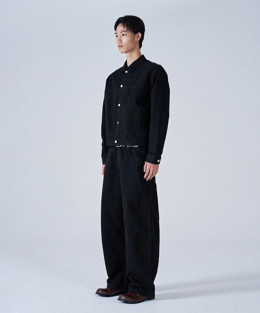 PROJECT3 Compact Twill Pants Jacket Setup Set[Black]_Set0602