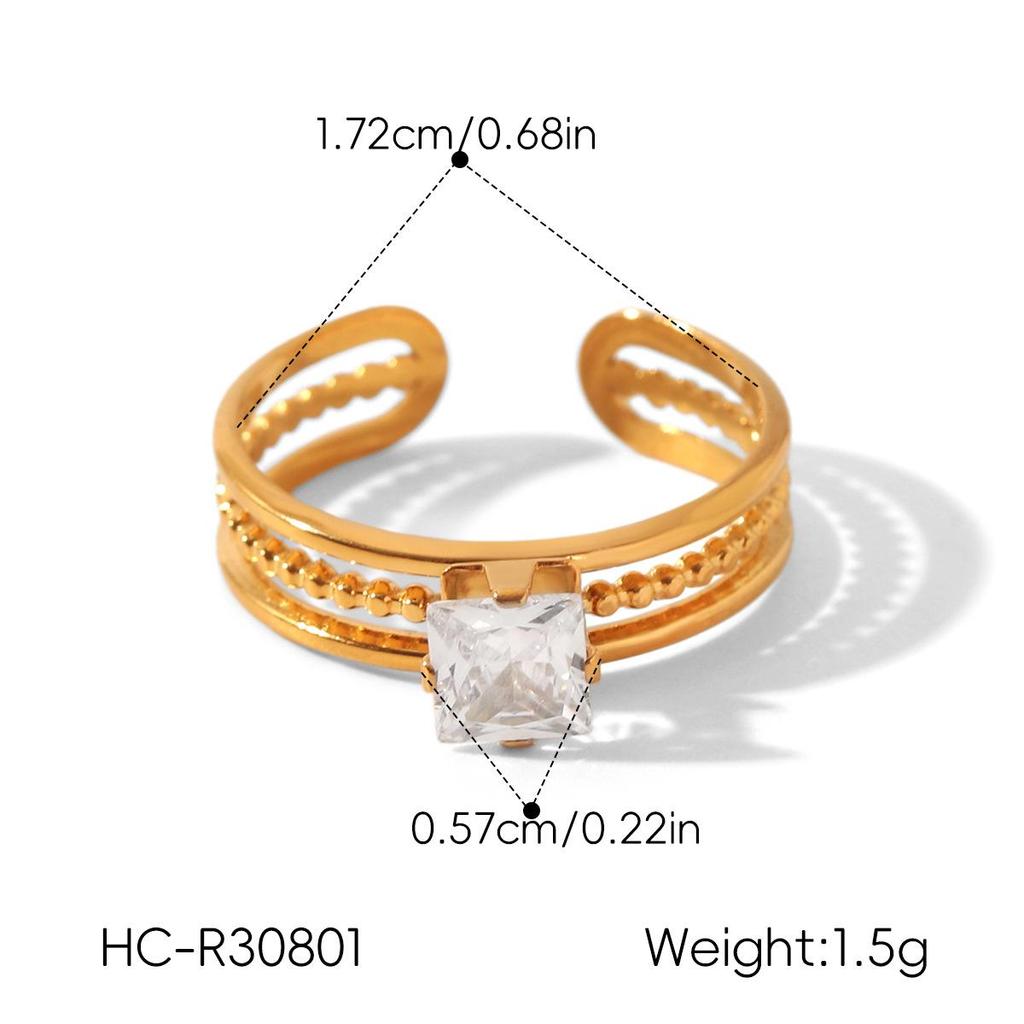Versatile Zircon Irregular Stainless Steel Ring for Women - European & American Style