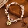 Pink Gold Gold Plated Pendant Necklace Three-Layer Clavicle Chain  Birthday Party