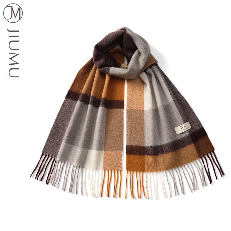 JIUMU Women's Autumn/Winter Plaid Wool Scarf
