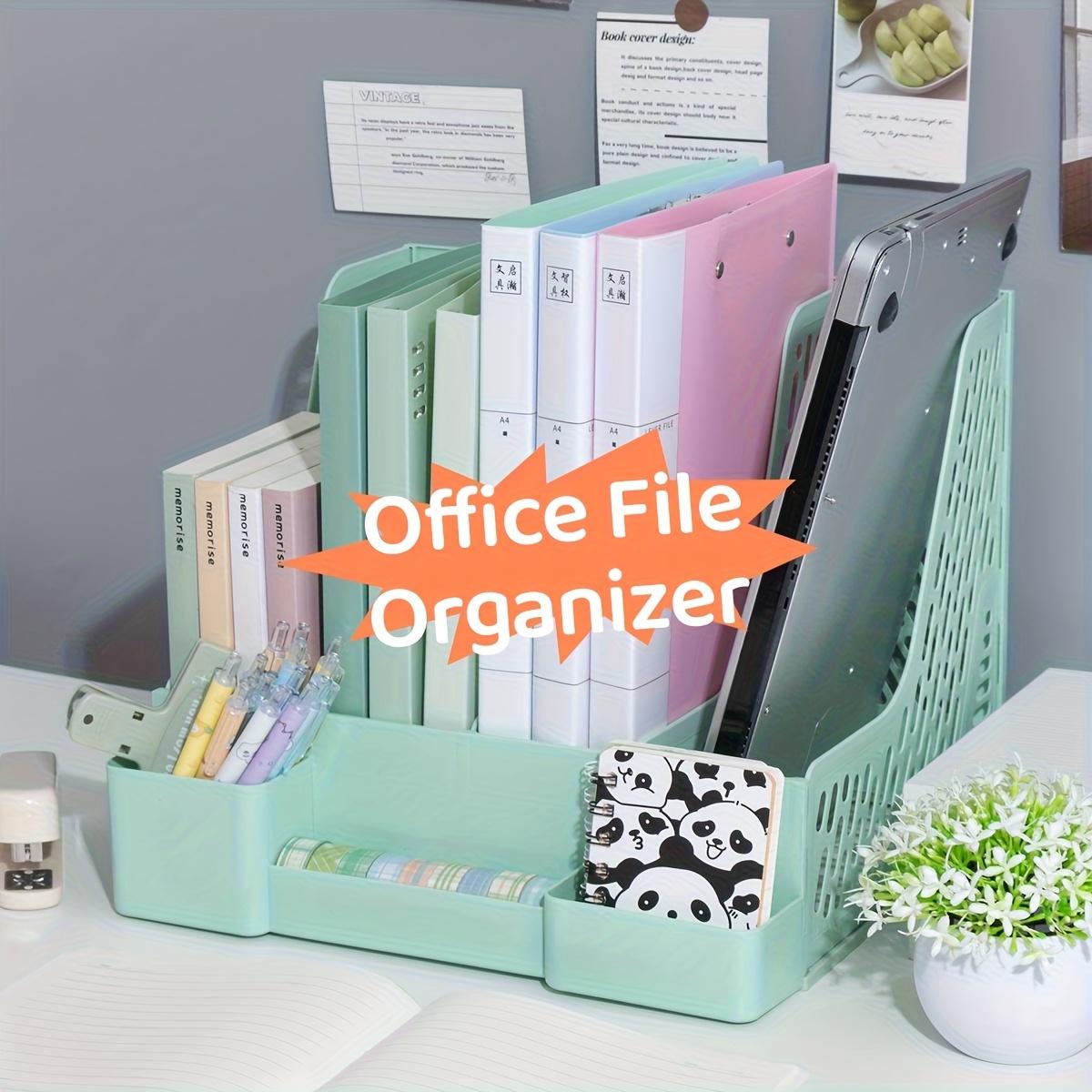 New Desktop File Organizer for 25 Years with 4 Compartments PP Material Space-saving Office Supplies and Storage Box 3390₽