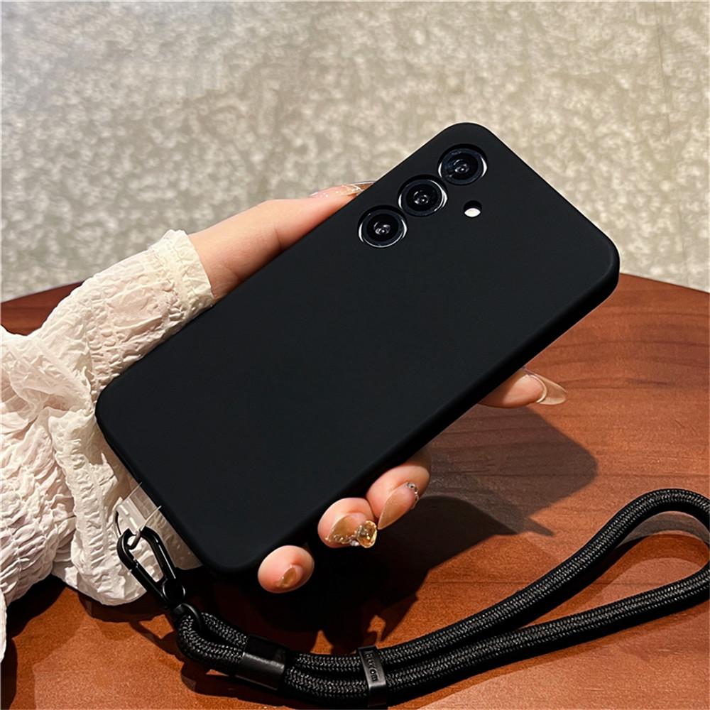 For Samsung Galaxy S25+ Case Precise Cutouts Liquid Silicone+PC Phone Cover with Wrist Strap