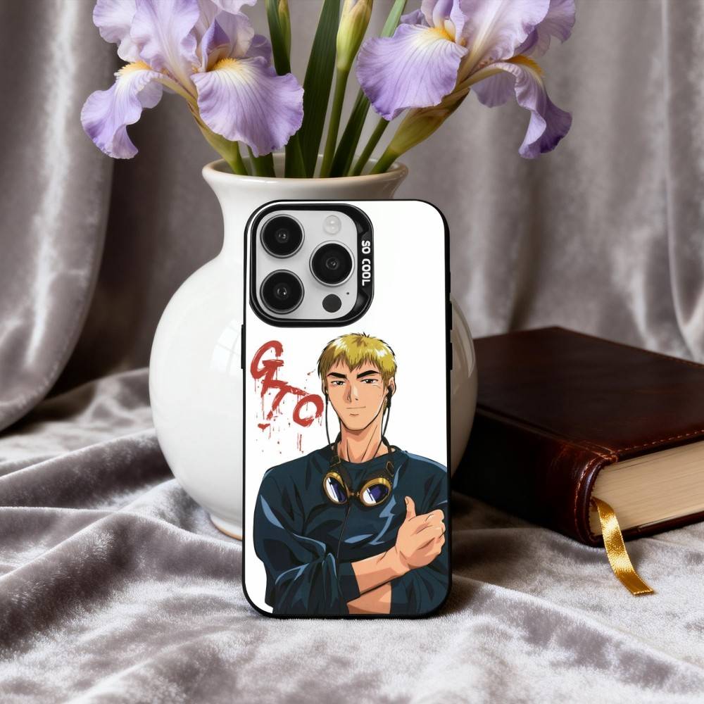 

G-GTO-Onizuka T-Teacher-R Phone Case For iPhone17,16,15,14,13,12,11 Plus,Pro Max Black Candy Silver Plated Cover iPhoneXSMAX