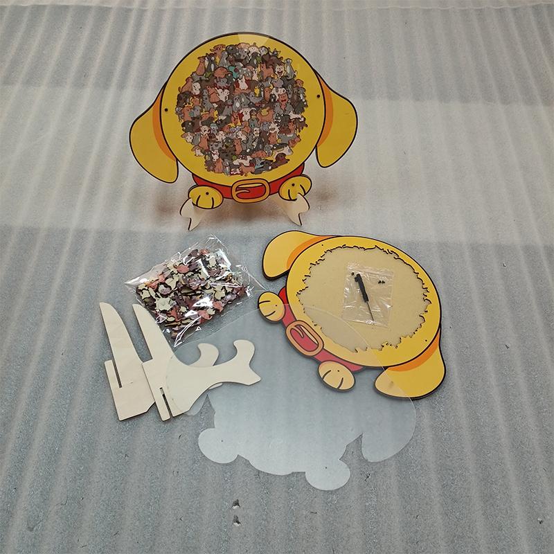 Dog Bear Shaped Puzzle With Animal Shards Wooden Jigsaw Puzzle Unique Irregular Animal Decorations Collectible Gift Challenging