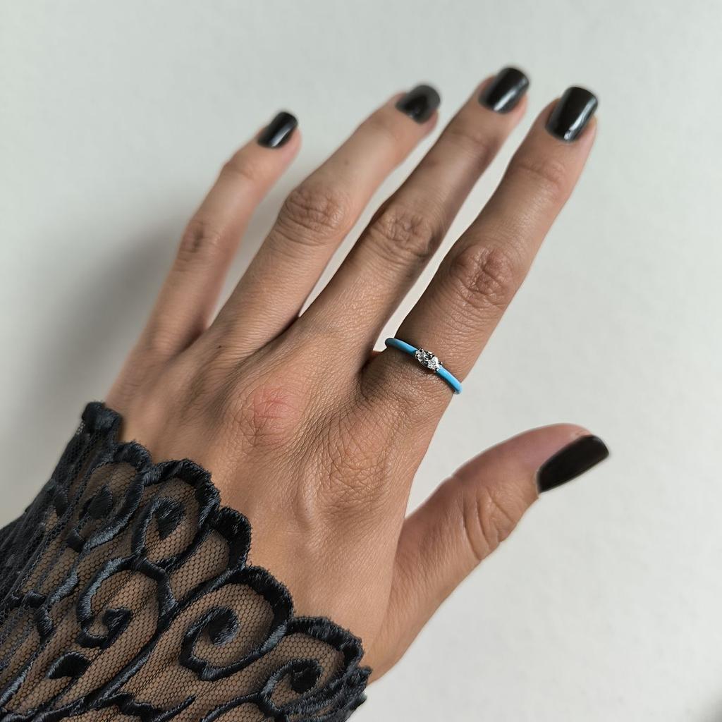 Silver Ring with Cubic Zirconia, Enamel, Product Weight 1.06 G (60002234)