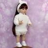 BZDOLL 55CM 22Inch Full Vinyl Body Reborn Baby Girl Doll Dress Up Brown Long Hair Princess Toddler Doll For Child Lovely Birthday Gift Handmade Toy