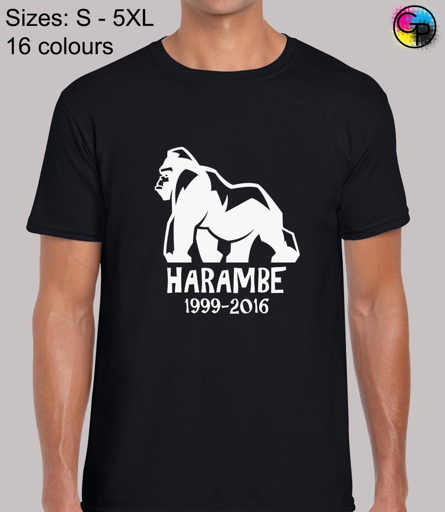

Harambe Silhouette Fun Meme Gorilla Novelty Regular Fit T-Shirt for Men 4XL