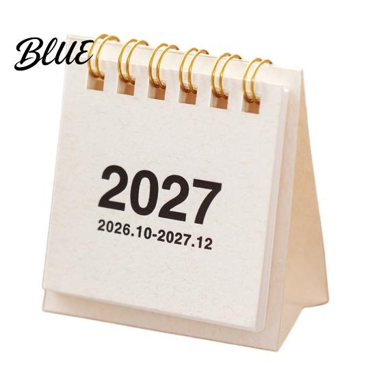 Gold Twin Binding Desk Calendar Mini 2026-2027, Oct 2026 To Dec 2027 Standing Flip Small Artistic Office Stationery Supplies Calendar, 14 Monthly