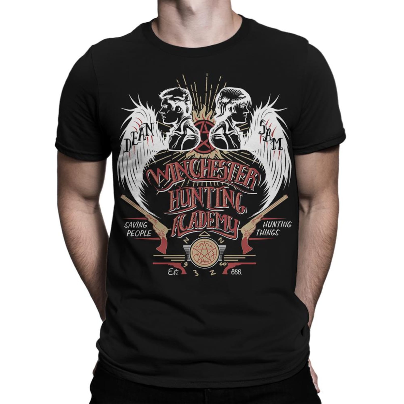 Supernatural Winchester Hunting Academy T-Shirt, Men s and Women s Sizes XL