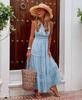 Women's Summer Chiffon Midi Dress Deep V Neck Sleeveless