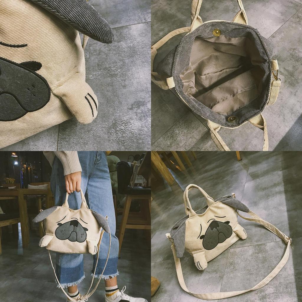 Cute And Funny Dog Shoulder Bag In Japanese Style Made Of Velvet Small Size