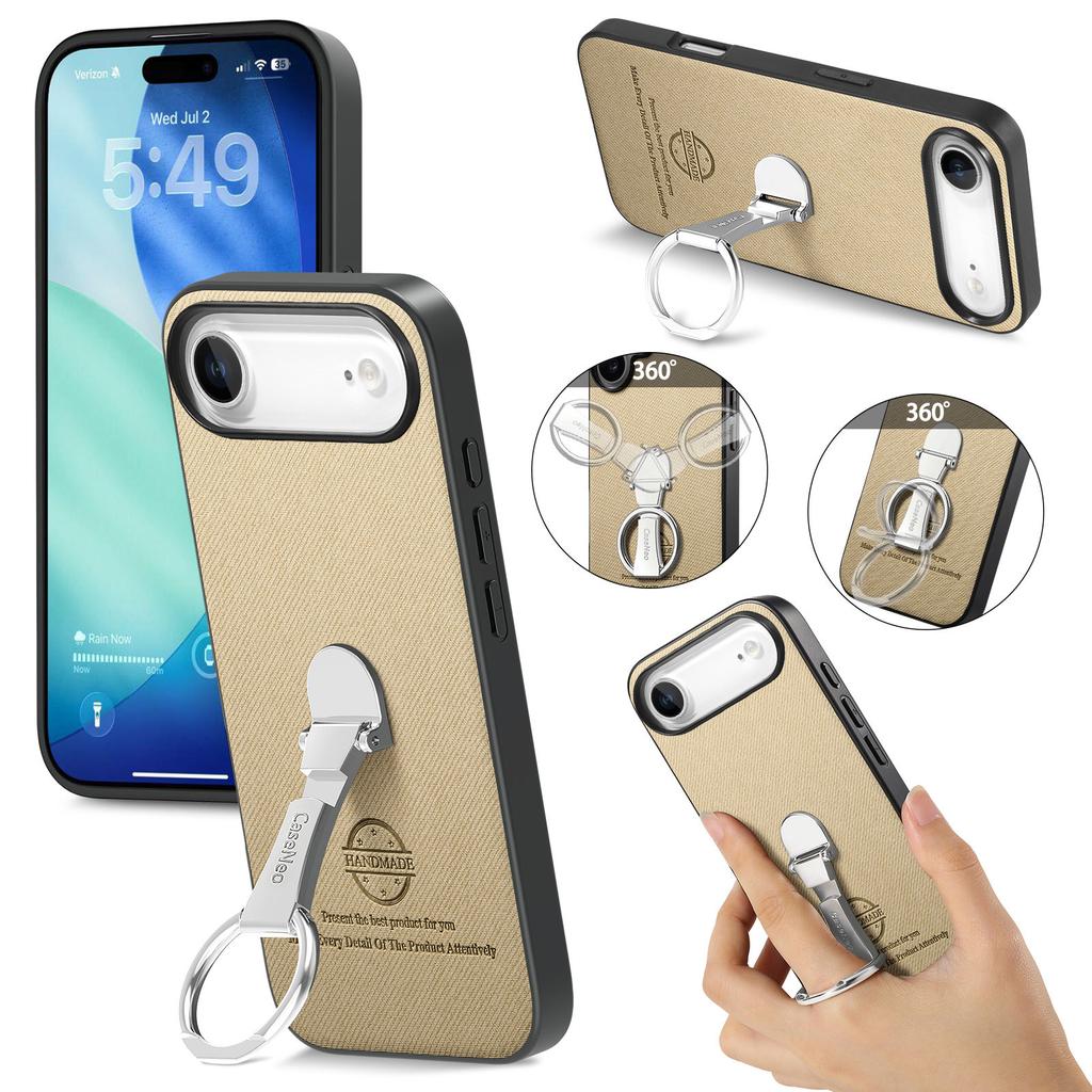 CASENEO BW-12 For iPhone 17 Air Case Folding Kickstand Twill Texture Leather Back Cover