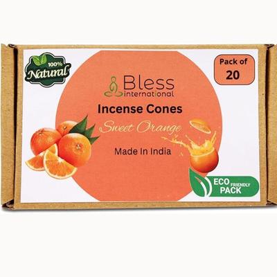 Sweet Orange 100 % natürliche Räucherkegel, handgefertigt, handgetaucht, ohne organische Chemikalien, zur Reinigung und Entspannung