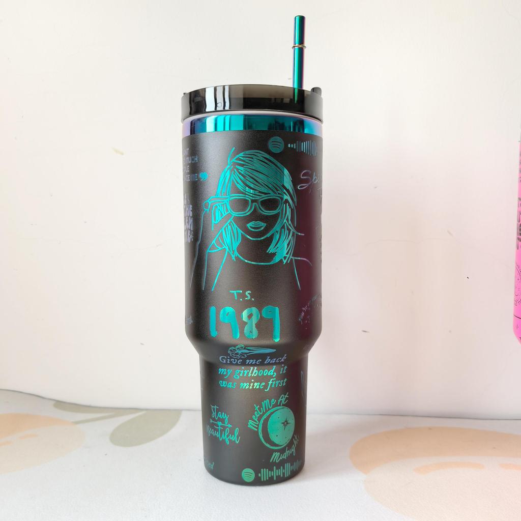 40oz Diamant Thermobecher mit Griff 304 Edelstahl Vakuum Kaffee Isolierflasche Tragbare Auto Flaschen