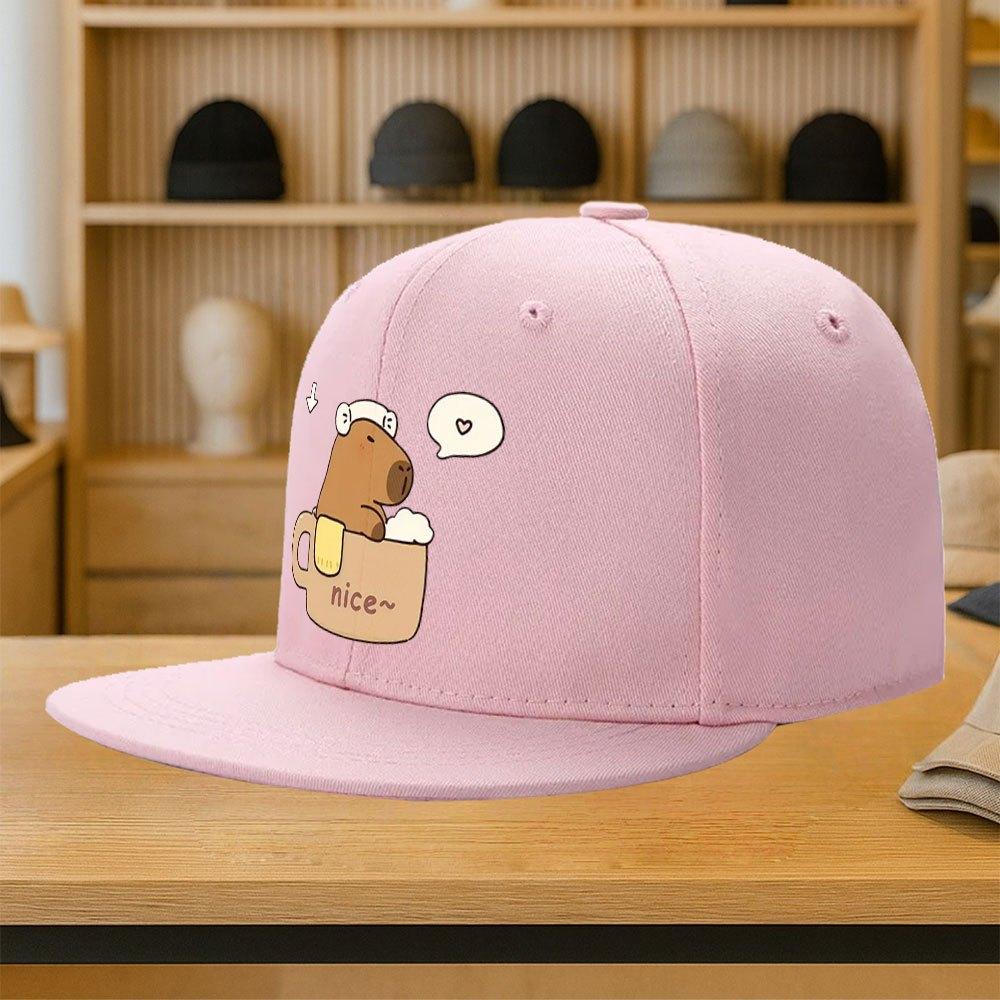 

Cute Capybara in Mug Cartoon Baseball Cap Polyester Casual Snapback Hat for Adults Four Seasons One Size