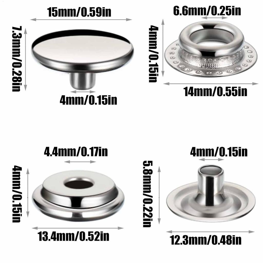 Fastener Kit For Boat Cover Canvas Fastener Press Weatherproof Stainless Steel Screw Press Stud Kit For Campers Travel Pontoon