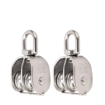 2 Stück Doppelseilrolle Edelstahl M25 Doppelseilrolle Block 150kg Lager Wirbelrolle Radrolle