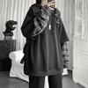 Odzież Męska Bluzy z Kapturem Imitujące Dwa Elementy Patchwork Kratka z Kapturem Oversize Topy Ubrania dla Kobiet Harajuku Casualowa Bluza z Kapturem