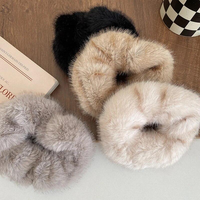 Winter Soft Hair Scrunchies For Women Plush Elastic Hair Band Multicolor Rubber Bands Ponytail Holder Headband Hair Accessories