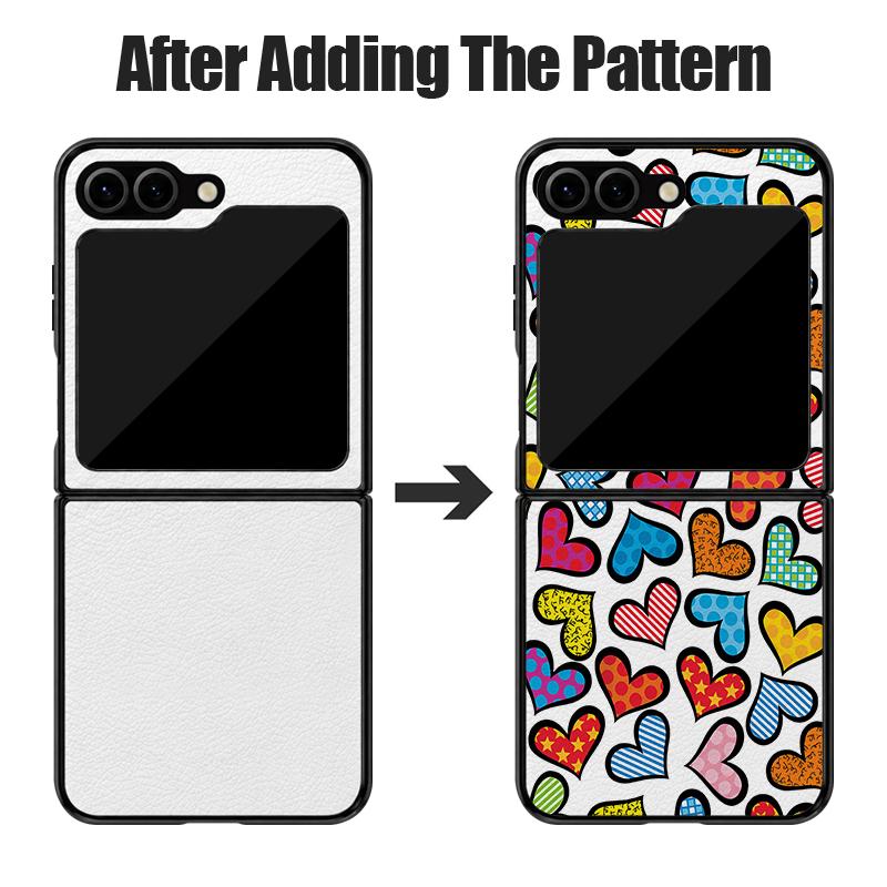 Colorful Leopard Love Heart Case For Samsung Z Flip 8 7 FE 6 5 4 Hybrid Leather Skin Hard PC Bumper Cover For Galaxy Z Flip8 Flip7 Flip6 Flip5