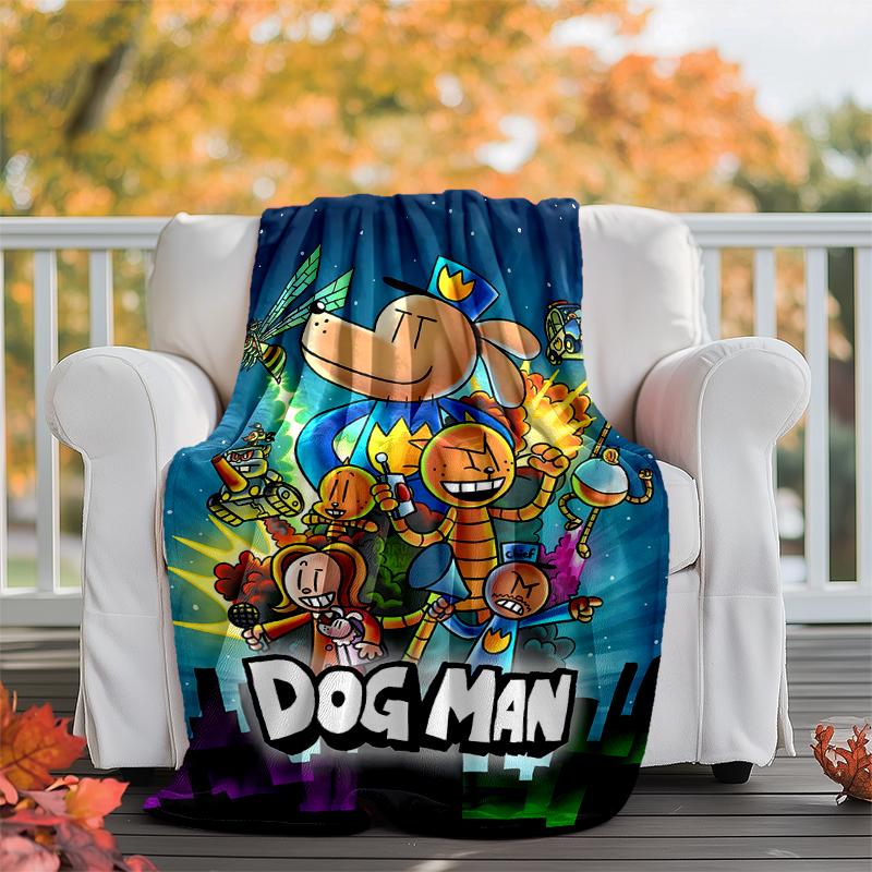 Dog Man Flanellen Dekentje Zacht Warm Alle Seizoenen Plaid, Ontwerp voor Kamperen, Autoreizen, Wandelen Bank, Bed, Kantoor Perfect Cadeau voor Feestjes
