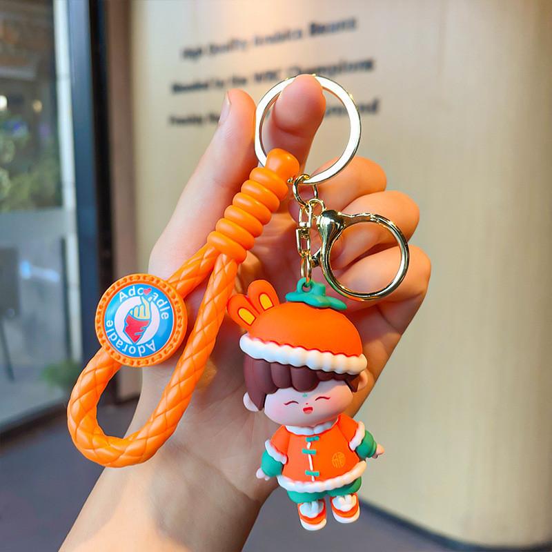 Adorable Cartoon Good Luck Rabbit Keychain Cute Silicone Key Ring New Year Gift