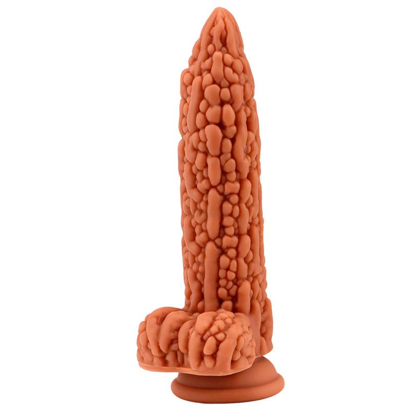 Sexy Bitter Gourd Stick Color Fake Penis Silicone Simulation Penis Masturbation Device for Men and Women Anal Expansion Anus Deep Sucker Anal Plug