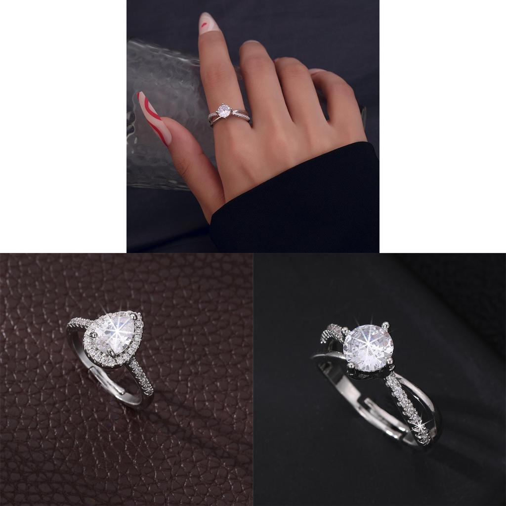 Modern Adjustable Water Drop Ring With Electroplated Finish For Female Wear