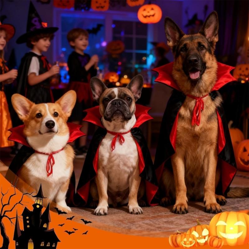 Holiday Pet Vampires Cloak Halloween Pet Costume With Adjustable Neck Tie For Small To Large Dog Festival Dressingup Capes
