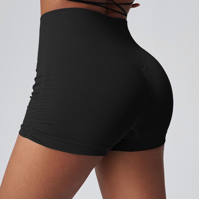Slim Fit Sports Yoga Pants Women European and American Peach Fitness Shorts High Waist Buttock Lifting Training Three-Point Pants Iron-Rolling