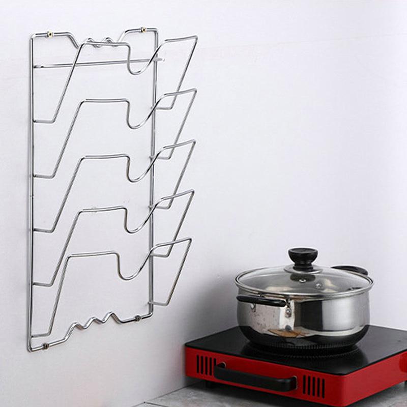 Kitchen Organizer Rack Wall Hanging Pot Cover Rack Five-Layer Pot Lid Metal Rust-Free Multifunctional Rack Pot Lid Storage Rack