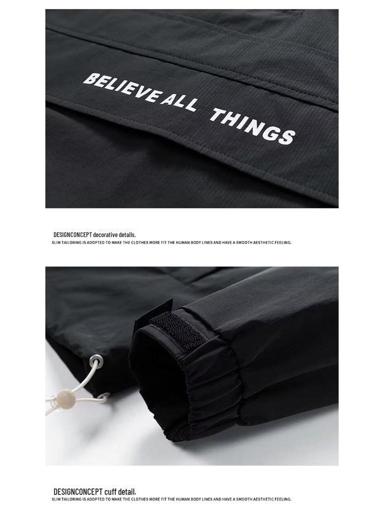 Unisex Multi-Pocket Hooded Jacket: Spring & Fall Mountain Style, Functional Outdoor Mountaineering, Trendy American Brand.